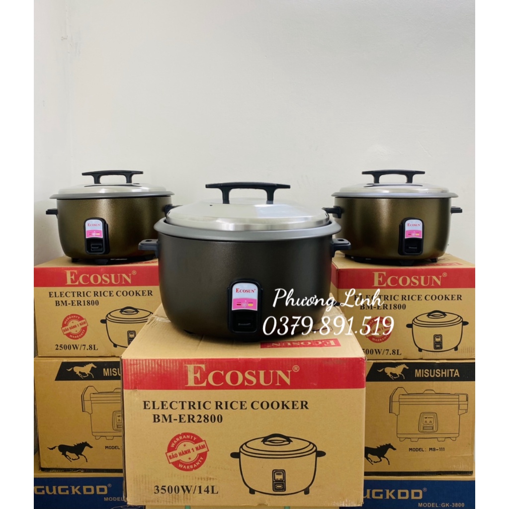 Nồi cơm điện công nghiệp Ecosun BM-ER1800 (7,8 lít), BM-ER2800 (14 lít) - Chính Hãng - Bảo hành 24 tháng