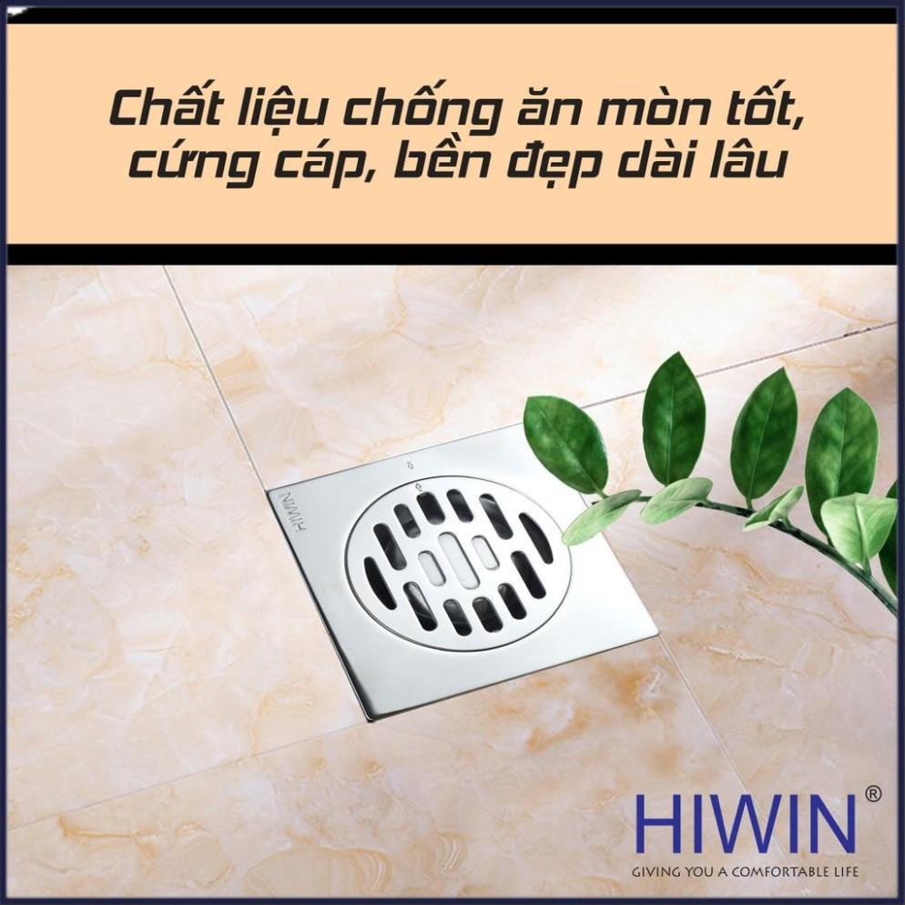 Phễu ga thoát sàn ngăn mùi hôi inox 304 mặt gương kích thước 120x120mm HIWIN FD-8210A