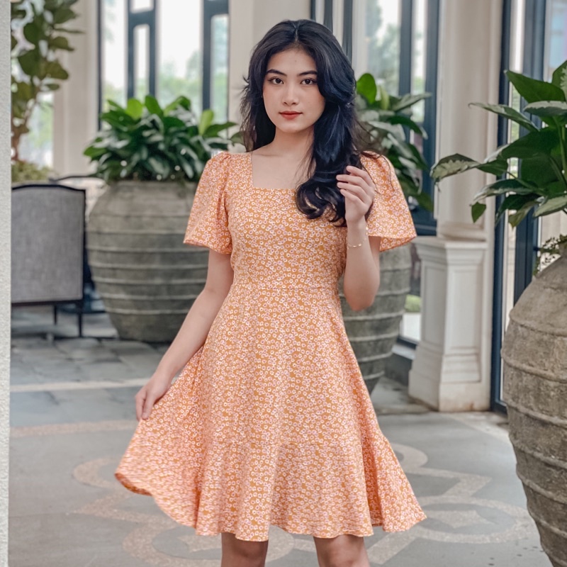 VÁY CỔ VUÔNG TAY CÁNH TIÊN TÙNG ĐUÔI CÁ MIDI - NA4