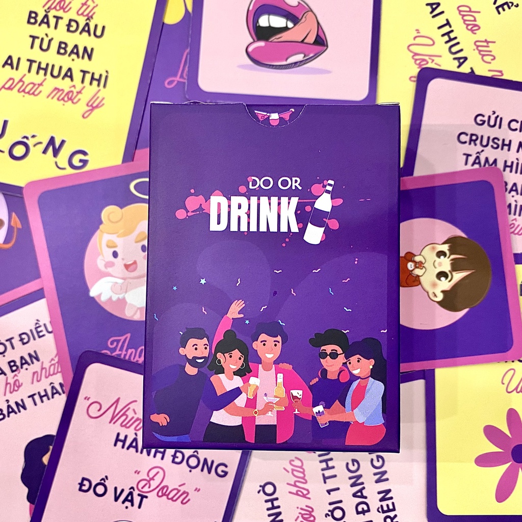 Bộ Bài Do or Drink  Drinking Game Bài Huệ 86 lá - Bài uống bia cho nhóm bạn vui chơi giải trí bữa nhậu - Nock Box