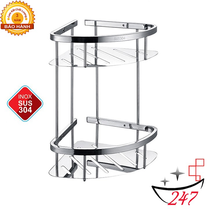 Kệ góc đa năng nhà tắm 2 tầng inox 304 cao cấp không gỉ sét chống bám bẩn , siêu bền ,siêu đẹp .