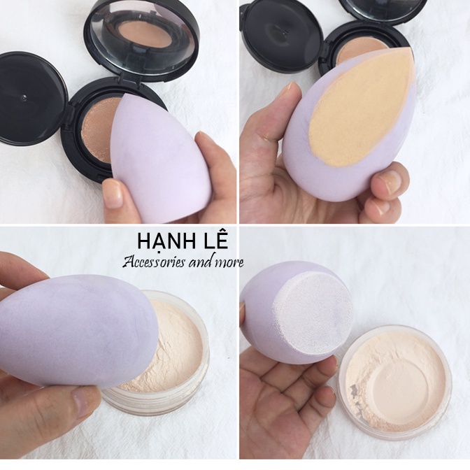 Bông mút trang điểm, bông phấn đánh kem nền phấn nền hình giọt nước và có đầu vát tiện lợi kèm hộp đựng giúp giữ vệ sinh