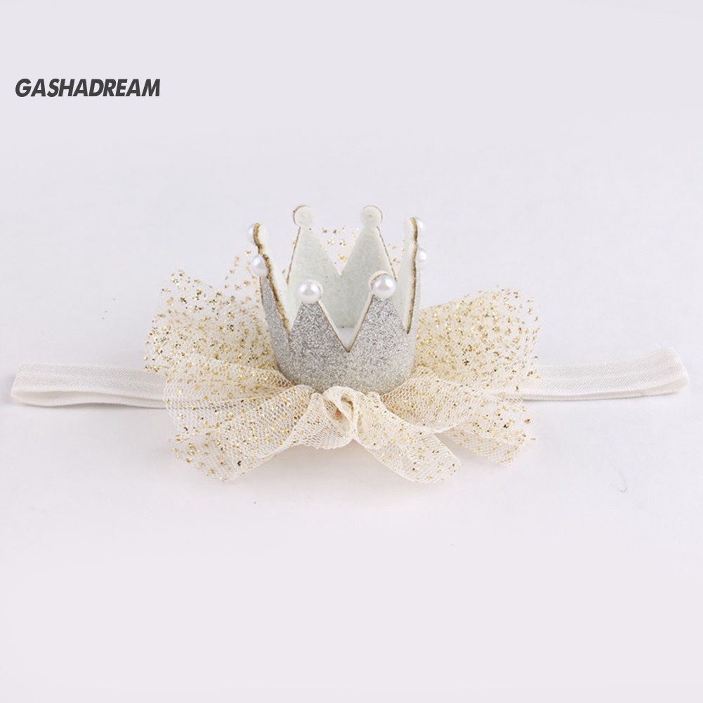 ♉Băng Đô Cài Tóc Hình Vương Miện Phối Ren Dễ Thương Cho Bé Gái