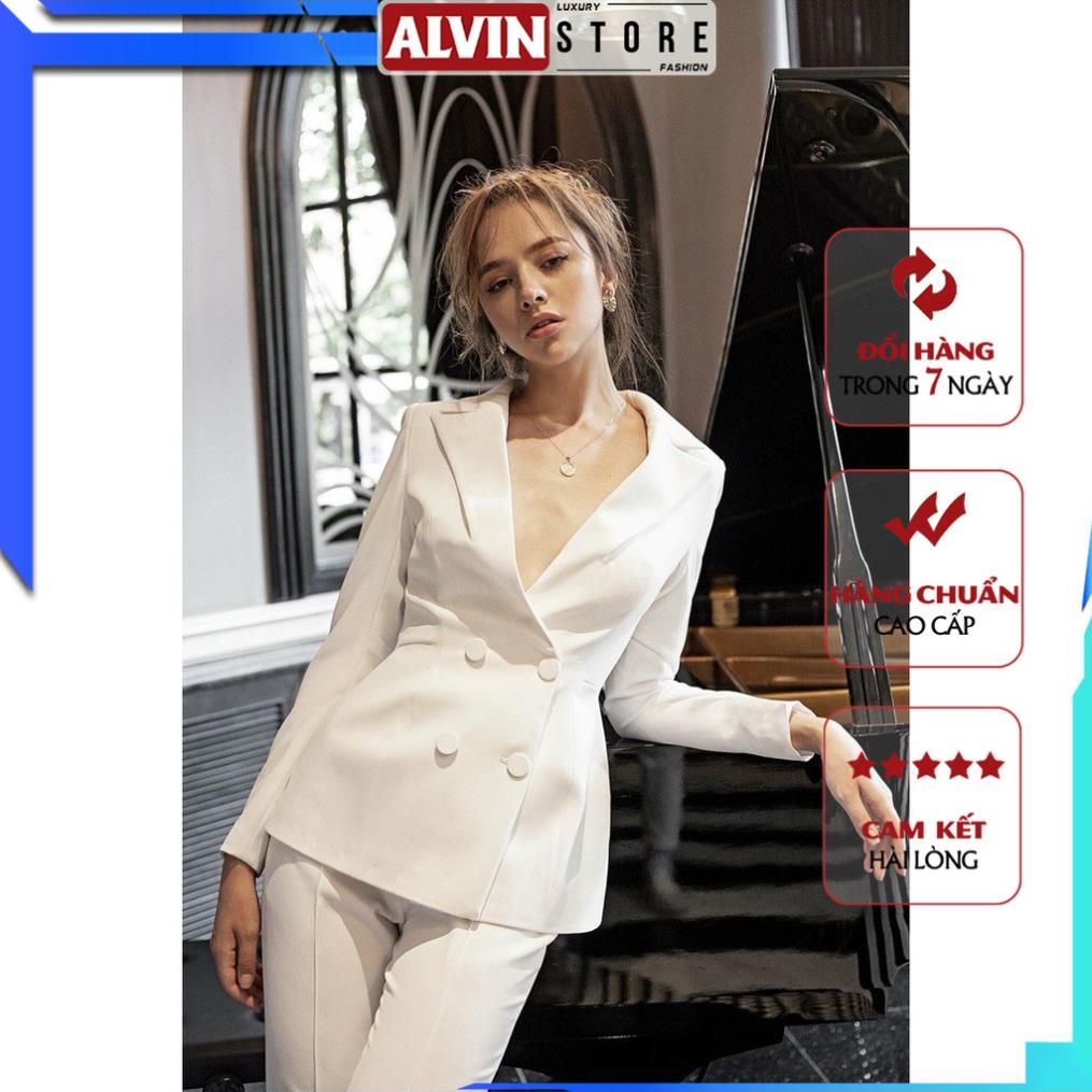 Bộ Vest Nữ Cao Cấp Thiết Kế Áo Vest Tay Dài Quần Ống Ôm Phù Hợp Công Sở Đi Tiệc