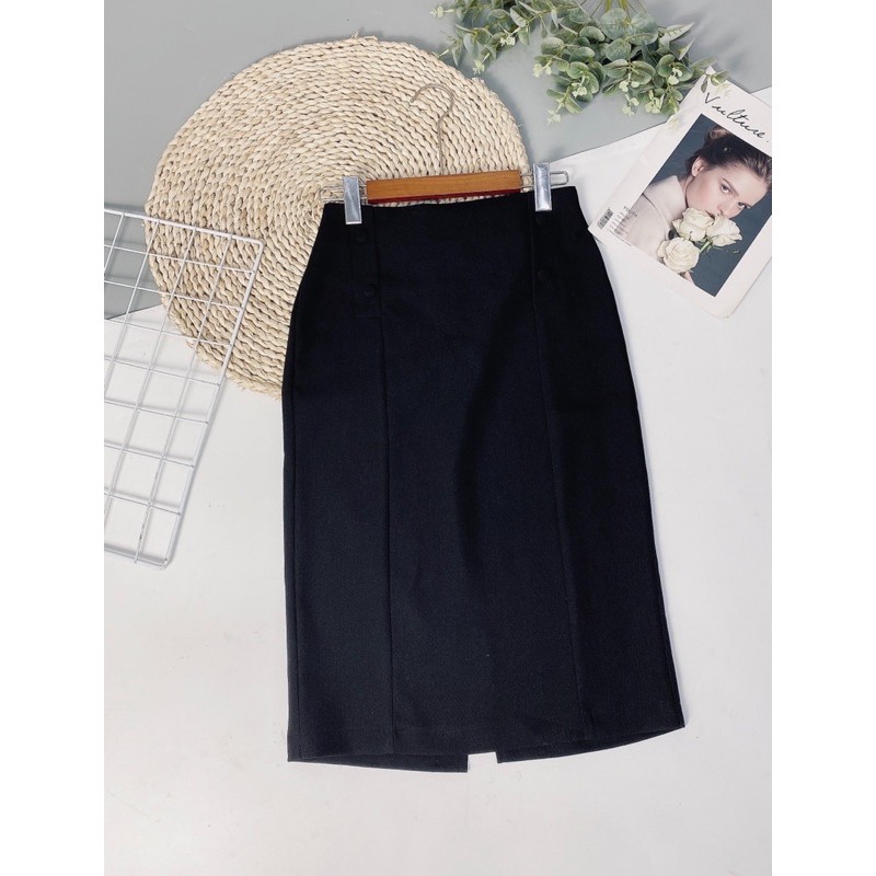 Chân váy bút chì cúc bọc 2 bên | BigBuy360 - bigbuy360.vn