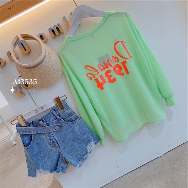 Áo thun tay dài chất liệu cotton giấy in hình mickey, màu sắc đẹp cho bé gái ShiniShop