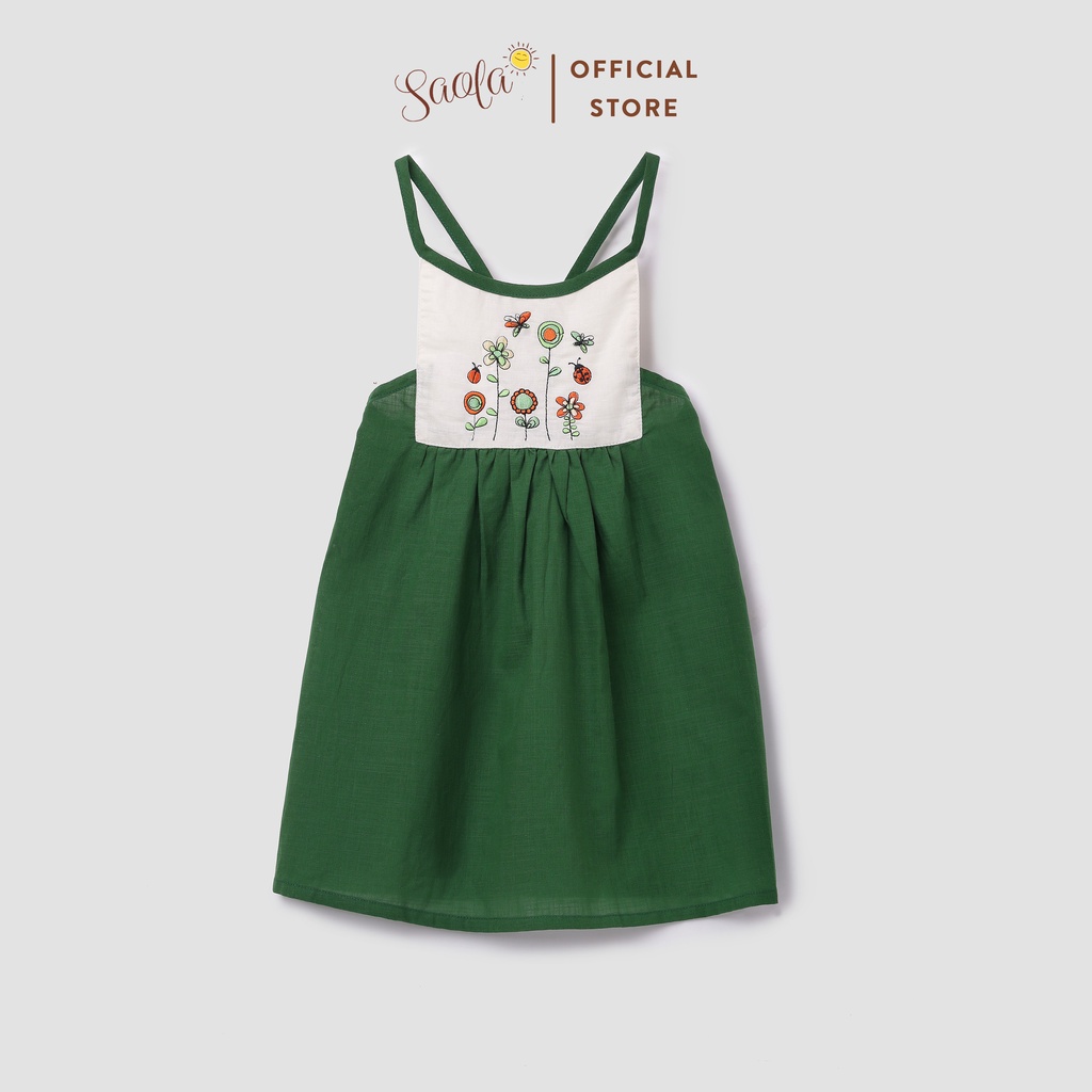 Đầm/ Váy Yếm Hai Dây Hở Lưng Thêu Hoa Xinh Xắn Cho Bé Gái - PHOEBE - DRC025 - SAOLA KIDS CLOTHING