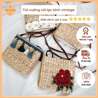 Túi cói lục bình vuông đeo chéo cho nữ 100% tự nhiên thích hợp đi biển, dạo phố, chụp ảnh ship trong 1h