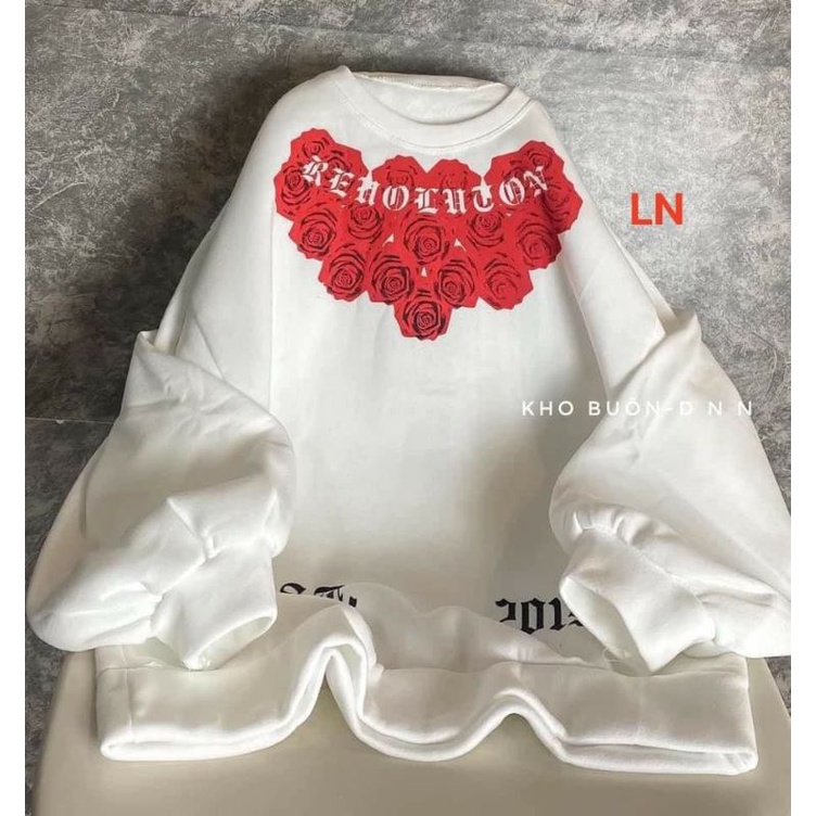 Áo Sweater Hoa Hồng Đỏ nam nữ basic☘Áo thun dài tay nỉ da cá giữ nhiệt🍀 freesize form rộng hàn quốc🦋Thời trang Thu Đông | BigBuy360 - bigbuy360.vn