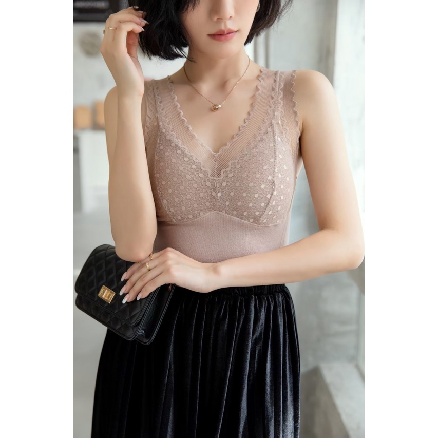 ÁO GIỮ NHIỆT PHỐI REN CHẤM BI 003