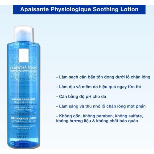 Nước hoa hồng La Roche Posay Lotion Apaisante Physiologique cho da nhạy cảm 200ml