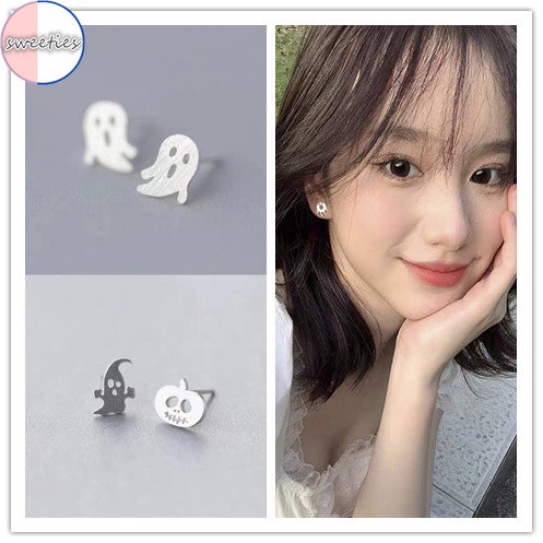 Khuyên Tai Bạc 925silver Hình Ma Bí Ngô halloween Dễ Thương Sáng Tạo Cho Nữ
