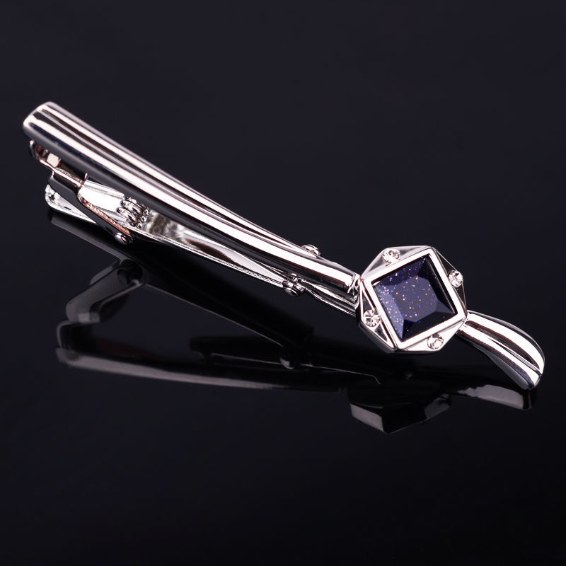 Kẹp Cà Vạt Đính Đá Kim Cương Màu Bạc Phong Cách Hàn Quốc Cho Nam Nữ