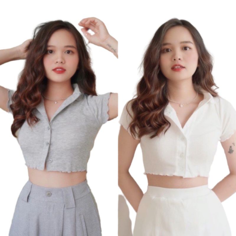 ÁO CÚC THẬT CUỐN BIÊN CỔ BẺ (ĐEN TRẮNG XÁM) - A3T9