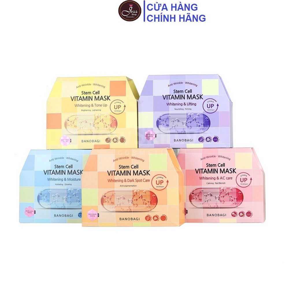 Hộp 10 Miếng Mặt Nạ Giấy Banobagi Stem Cell Vitamin Mask 10x30ml