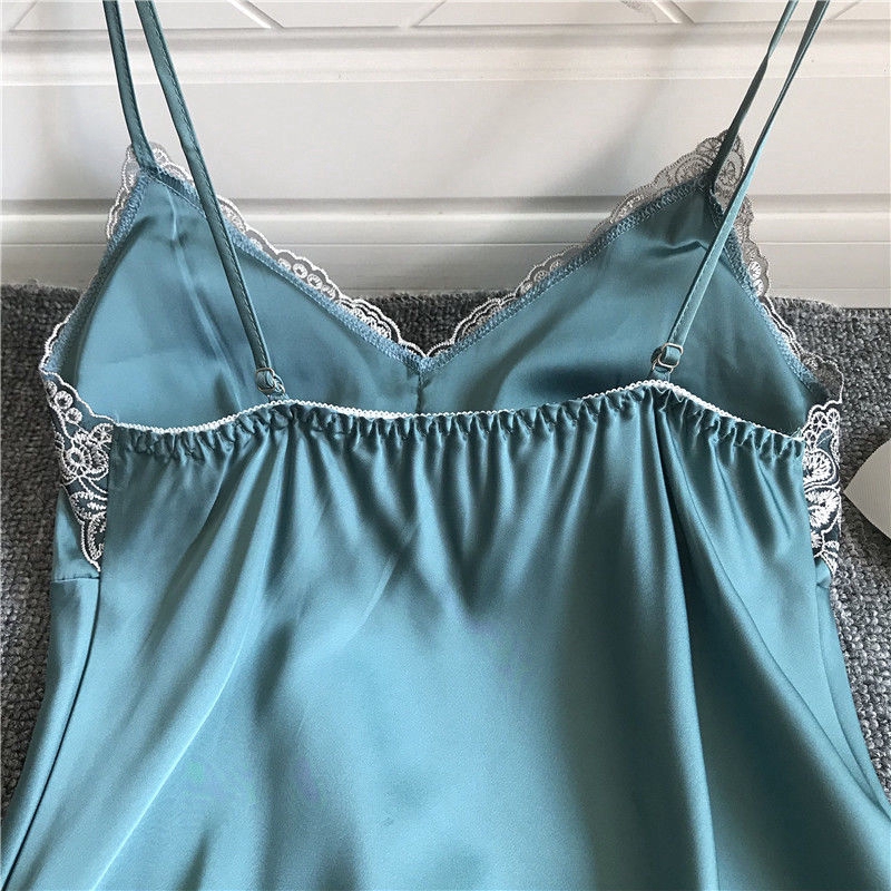 Đầm ngủ lụa phối ren kèm mút ngực quyến rũ dành cho nữ