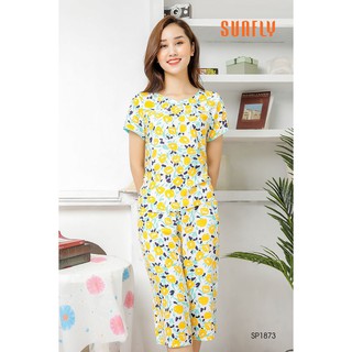 SP1873 ĐỒ BỘ MẶC NHÀ LANH ÁO CỘC QUẦN ỐNG SỚ