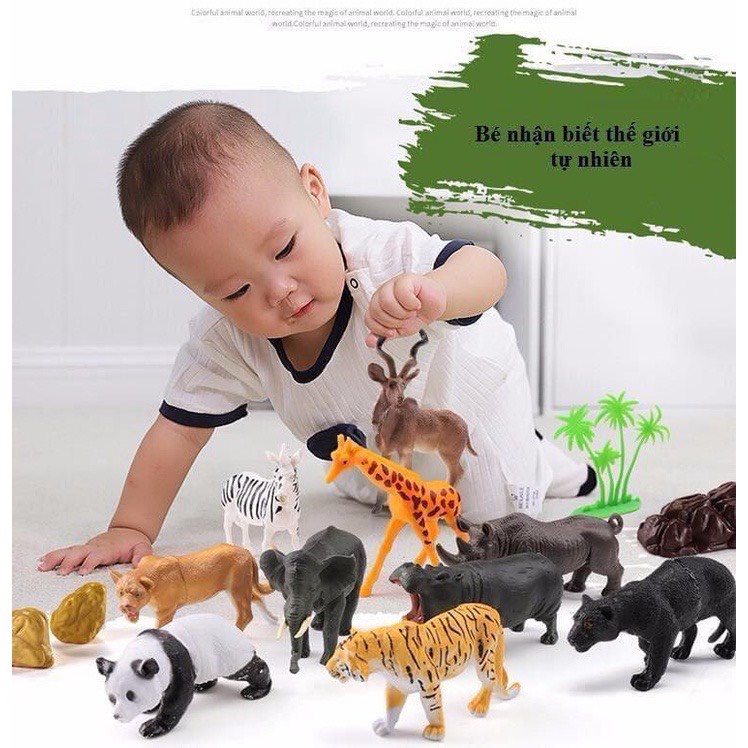 Bộ Đồ Chơi Mô Hình Thú Rừng Động Vật 58 Chi Tiết Cho Bé, Có Hộp Đựng, Chính Hãng Toy Kids Kingdom