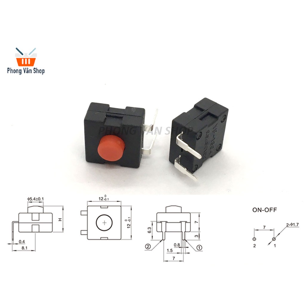 10 Công tắc đèn pin - đỏ - 2 chân - ON-OFF