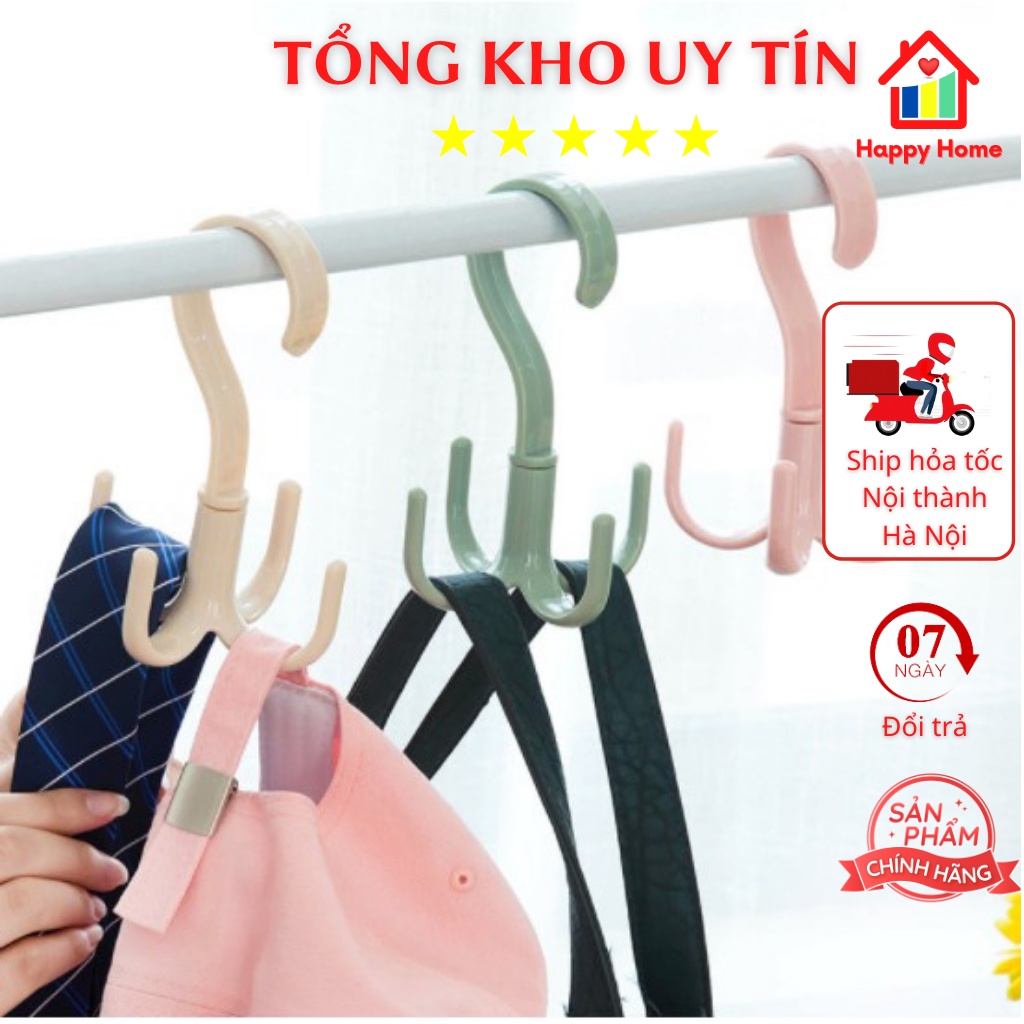 Móc treo đồ túi xách quần áo 4 chân đa năng xoay 360 độ Happy Home