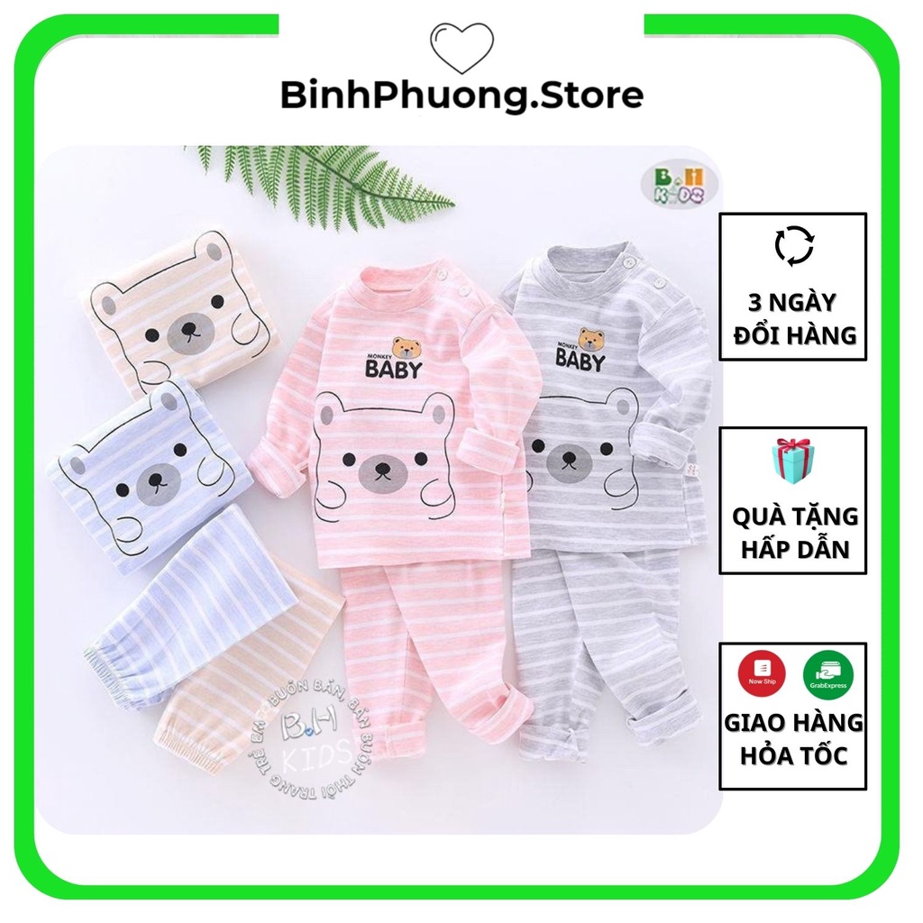 Bộ Thu Đông Cho Bé, Bộ Đồ Quần Áo Nỉ Trẻ Em Mặc Nhà Cao Cổ Cho Bé Trai Gái Baby Monkey Minky Mom Binhphuong.Store