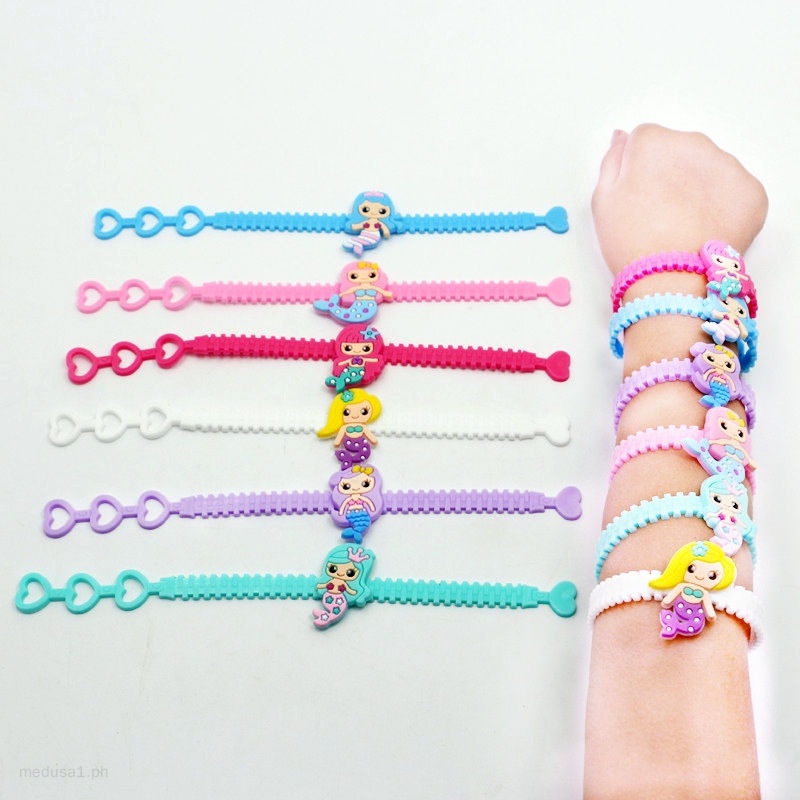 Set 6 Vòng Tay Cao Su PVC Mềm Chủ Đề Nàng Tiên Cá Cho Bé