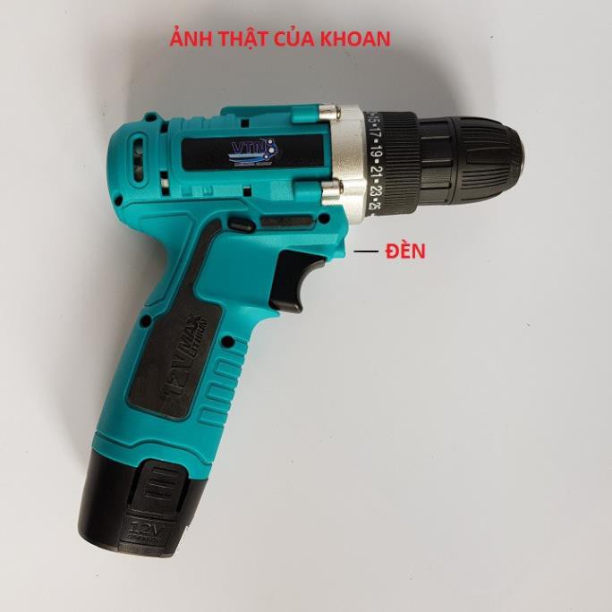 Máy Khoan Pin 12V Có 2 Tốc Độ, Có 2 Chiều Kiêm Vặn Vít Không Dây -Tặng Tuýp &amp; Đầu Tô Vít Bảo Hành 6 Tháng