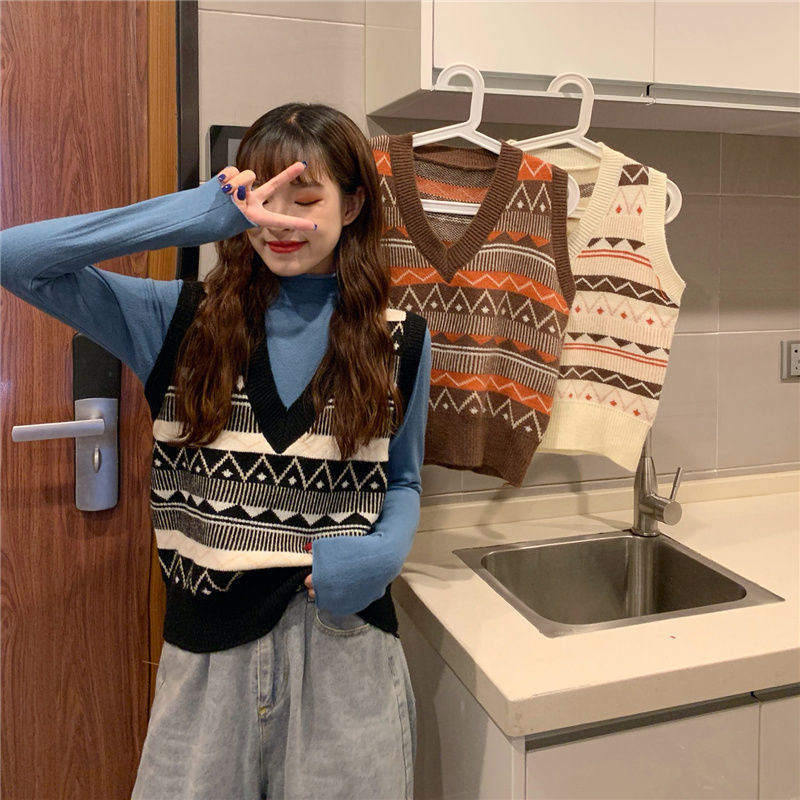 Áo Sweater Không Tay Cổ Chữ V Thời Trang Thu Đông 2020 Cho Nữ
