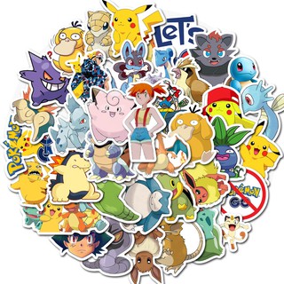 Bộ 50 miếng dán trang trí hình Pikachu chống nước đa dụng