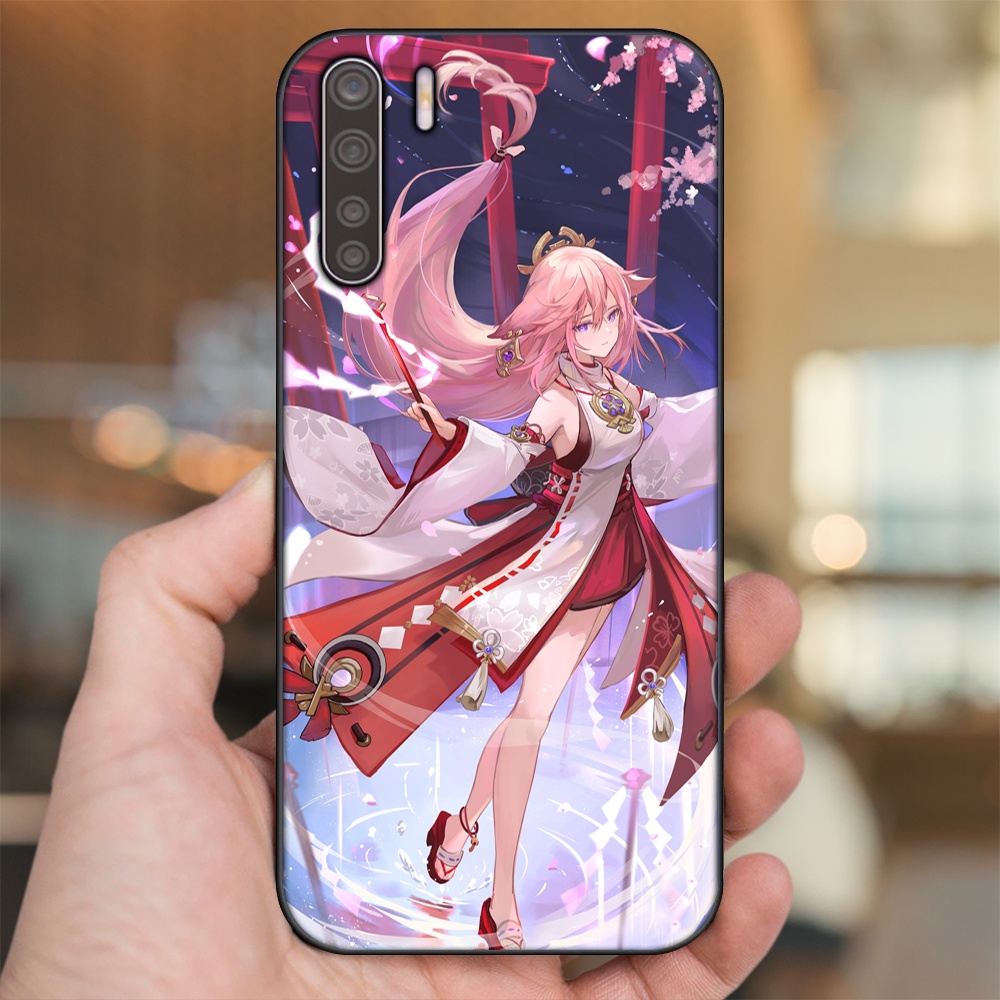 Ốp lưng Oppo A91, Reno 3 viền đen in hình Yae Miko Genshin Impact