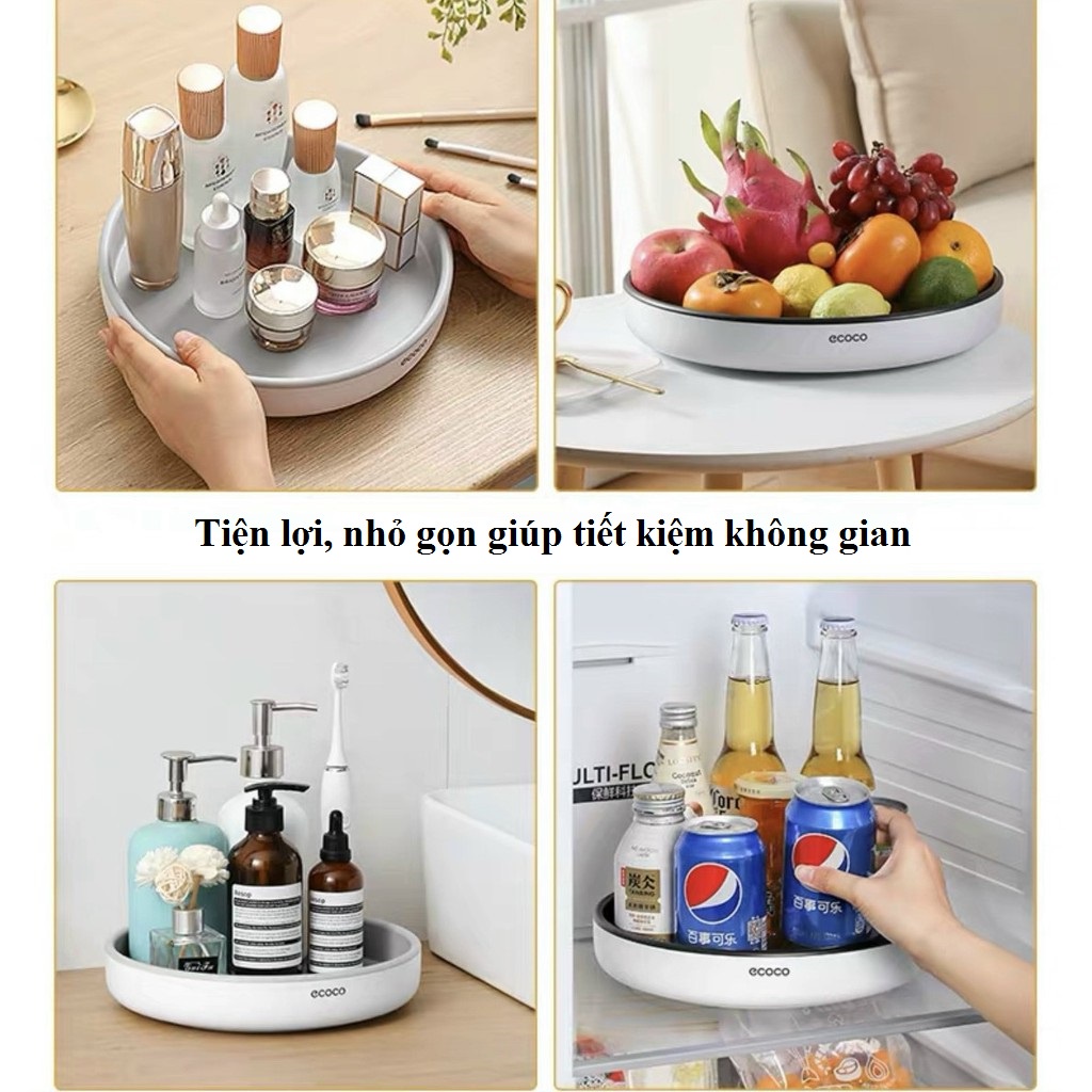 Đĩa xoay độ đựng gia vị nhà bếp Ecoco cao cấp thiết kế thông minh, Kệ xoay 360 độ đựng đồ đa năng