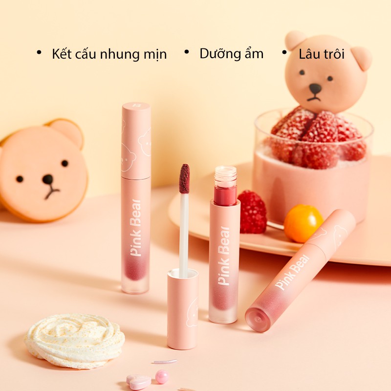 Son kem Pink Bear màu nhung lì lâu trôi bền màu gồm 8 màu tùy chọn 2.5g | BigBuy360 - bigbuy360.vn