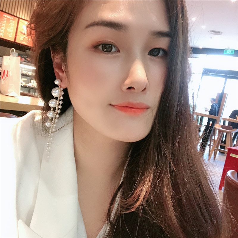 Large Korean pearl drop earrings for women 2021 New white color wedding jewelry Brincos Wholesale