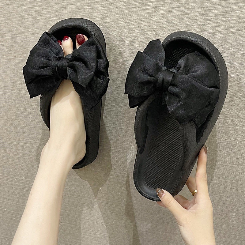 Dép Quai Ngang Đế Dày Đính Nơ Thời Trang Mùa Hè