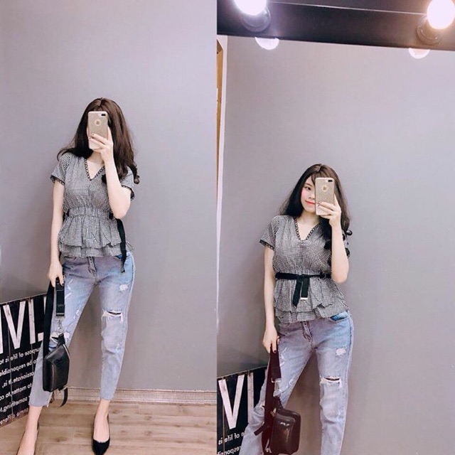Áo baby pha ren xinh quá các nàng ơi! Kiểu này mặc kết hợp với chân váy, quần sooc, quần dài đều xinh lắm nhé! Hiiiiiiii