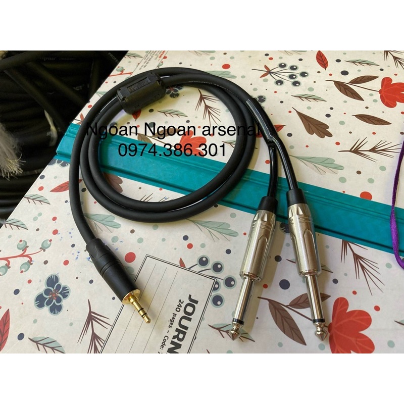 dây 3.5mm ra 2 đầu 6 ly(6.35mm)mono hàng chất lượng