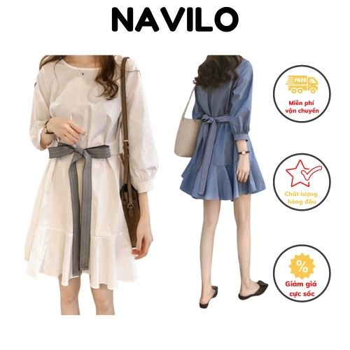 Váy nữ xinh đẹp cá tính dài tay mùa đông đầm nữ dự tiệc sang trọng hàn quốc NAVILO VD001