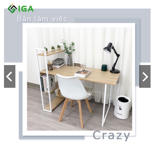 Bàn làm việc bàn học kết hợp kệ sách thông minh Crazy chính hãng IGA- GM12