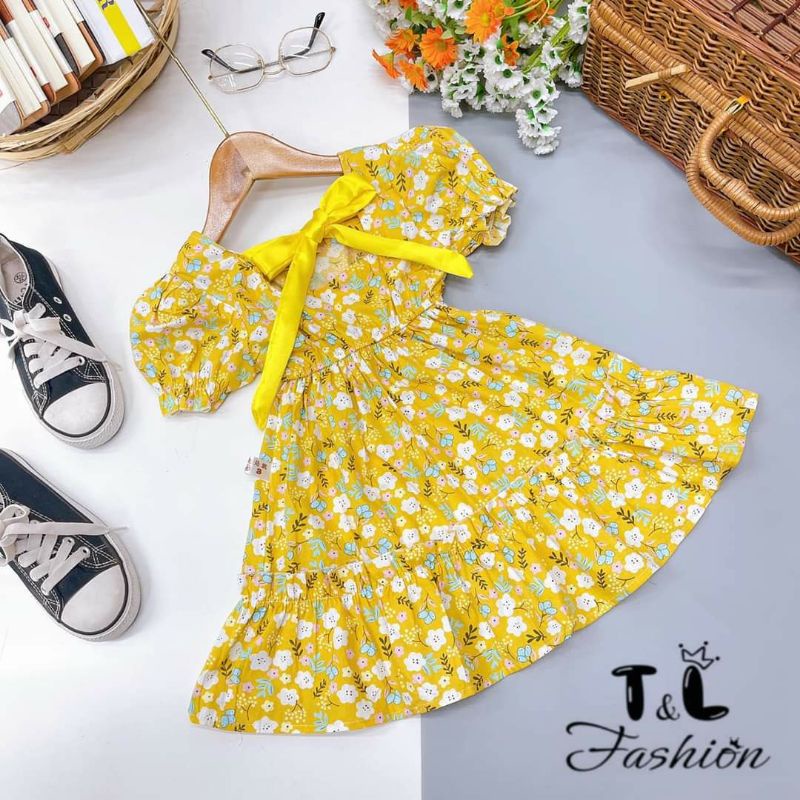 váy hoa nhí thô mềm cho bé gái