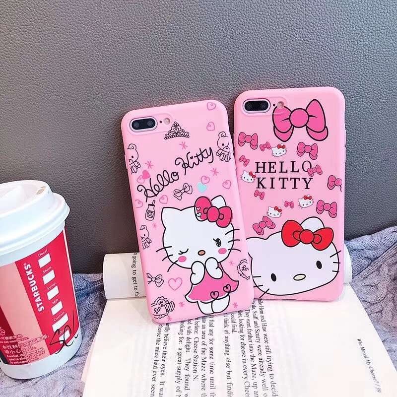 Ốp điện thoại màu hồng in hình Hello Kitty cho iPhone 6 6s 7 8 X XS Max XR