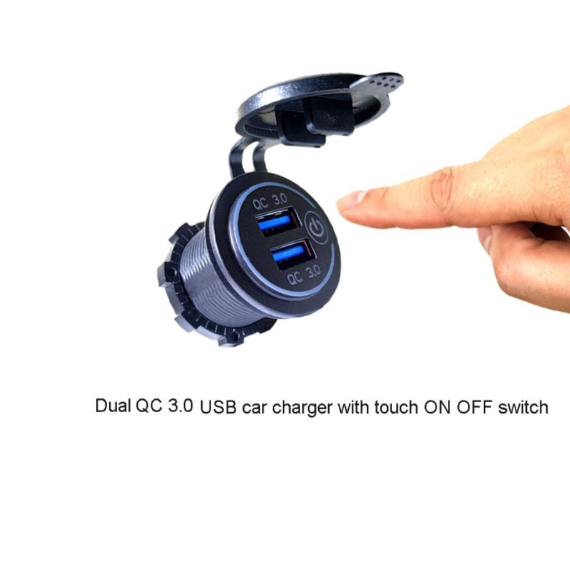 Bộ Sạc Usb Qc 3.0 12v / 24v Cho Xe Hơi / Xe Máy / Tàu Thủy