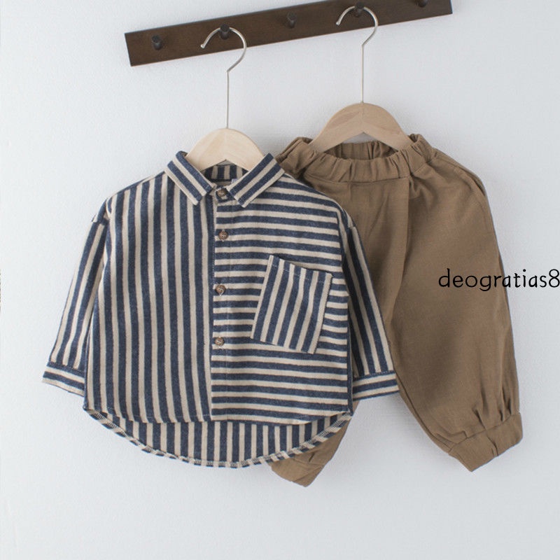 Áo Sơ Mi Cotton Lanh Kẻ Sọc Dọc Cá Tính Thời Trang Cho Bé Trai