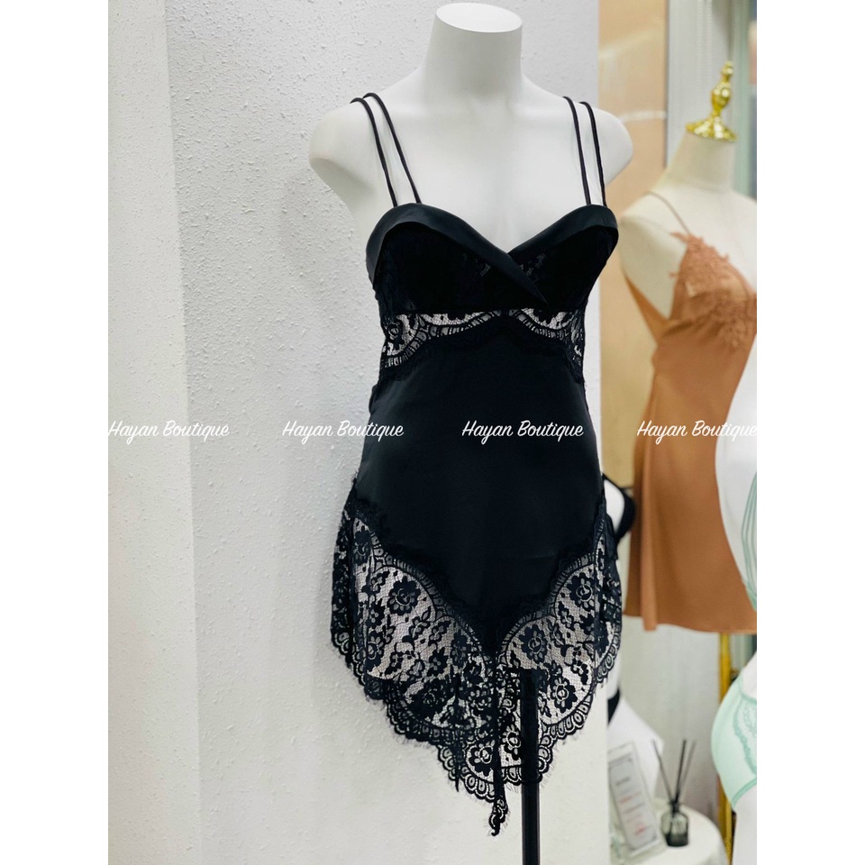 Váy ngủ sexy chân viền ren mềm mại, váy ngủ lụa gợi cảm #HT154