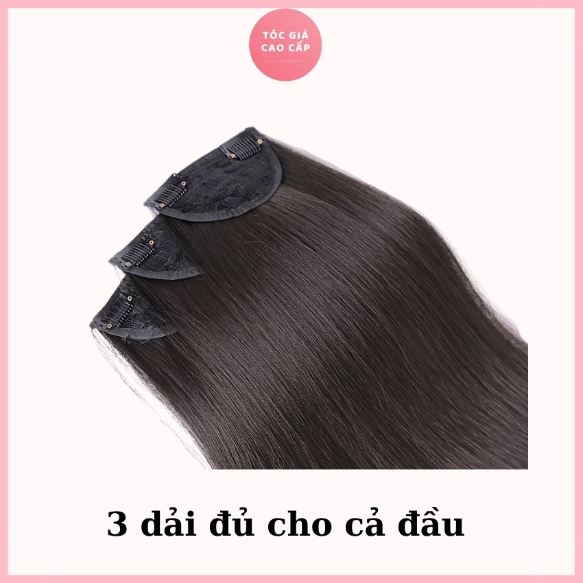 Tóc giả kẹp xoăn sóng làm dày tóc, combo 3 dải kẹp, sợi tơ cao cấp mềm đẹp.