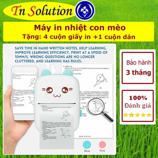 Máy in nhiệt bluetooth hình thú mini cầm tay - tặng 5 cuộn giấy