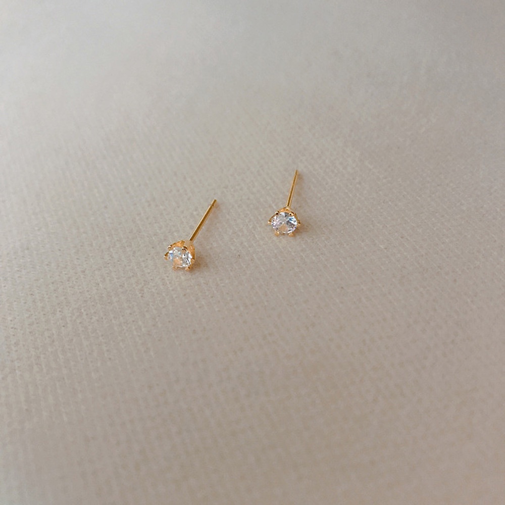 Khuyên Tai Mini Đính Đá Zircon Đơn Giản Cho Nữ Sinh