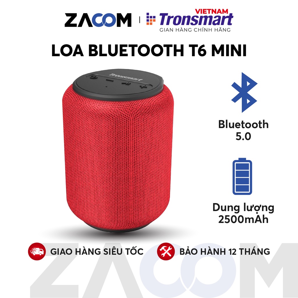 Loa Bluetooth 5.0 Tronsmart Element T6 Mini Chống nước IPX6 Công suất 15W - Hàng chính hãng - Bảo hành 12 tháng