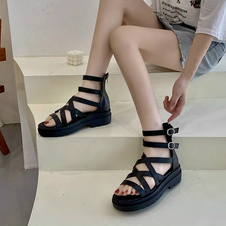 Sandal Chiến Binh SALE 50% Giày Quai Hậu Khóa Kéo Hông L01