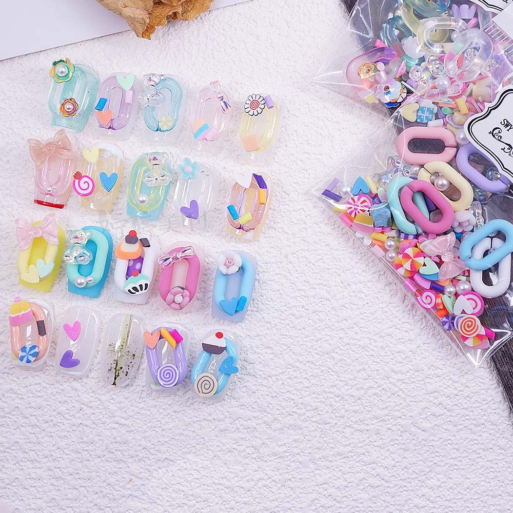 Phụ Kiện Trang Trí Móng Tay Trong Suốt Hình Gấu 3D Dễ Thương