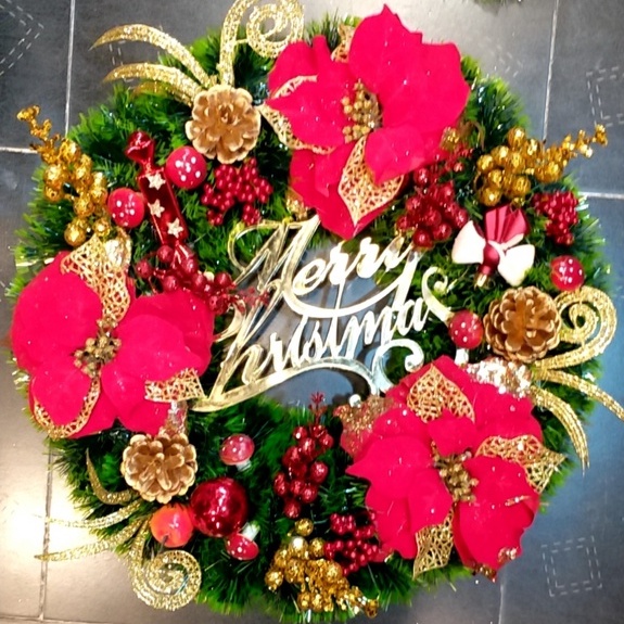 Vòng Nguyệt Quế Trang Trí Giáng Sinh Cao Cấp - Vòng Trang Trí Cửa Kính Noel